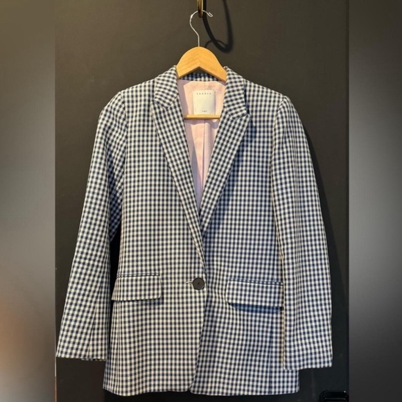 Sandro Elia Mini Houndstooth Blazer Blue - Picture 3 of 7